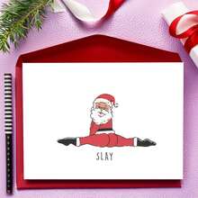 有趣的圣诞老人杀戮圣诞贺卡 - 圣诞老人分裂姿势与“杀戮”文字 - 红色和黑色节日贺卡，适用于办公室、派对或礼物 - 圣诞派对装饰 - 圣诞老人杀戮圣诞老人设计、圣诞贺卡、节日文具、俏皮设计、优质纸质材料、办公文具、古怪文具、耐用文具、办公室工作人员、新奇圣诞贺卡、贺卡、带信封的卡片