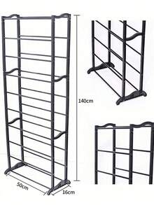 10 niveles para zapatos,Zapatera rack organizador para zapatos,tenis, zapatillas, Organizador plegable para zapatos 140 cm de altura, mueble organizador de zapatos y tenis. - Negro - Ver 2