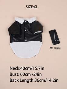 时尚 PU 皮革黑色毛绒防风保暖宠物外套，适合中小型猫狗，适合秋冬季居家和户外穿着 - 黑色 - 查看 13