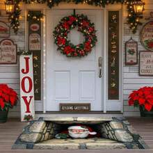 1 pièce Tapis décoratif de Noël en velours 3D Père Noël, tapis de Noël, tapis du Nouvel An, convient pour le salon, la salle à manger, le bureau, la chambre à coucher et autres décorations d'entrée, tapis de chambre à coucher, tapis de salon, tapis de bureau, tapis de salle de jeux, décoration personnalisée pour la maison, maison , nouvelle arrivée cette année, produit phare, toutes saisons, tissu amélioré, doux pour la peau, lavable en machine, facile à nettoyer