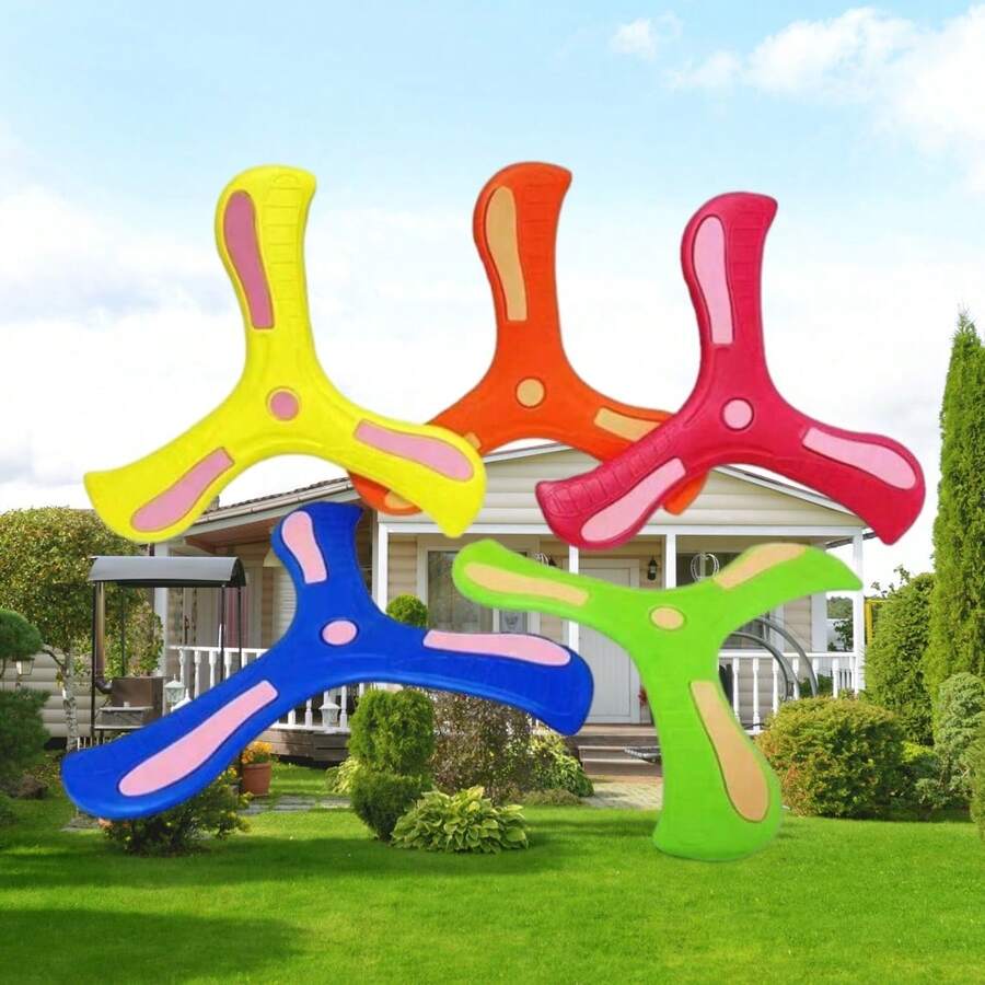 Juguete de dardos de actividad al aire libre de material EVA suave en forma de bumerán, no lastima a las personas