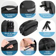 Bolsa Trasera para Bicicleta, Alforja Mochila Impermeable Reflectante para Parrilla de Bicicleta Ciclismo, Bolsa de Transporte para Maletero de Bicicleta Accesorios para Bicicleta (12L) - 9,5 litros - Ver 10