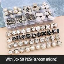 10/50 件女式衬衫胸针纽扣，带收纳盒，可拆卸无缝纽扣别针，安全迷你胸针，适用于女式毛衣、披肩、连衣裙、婚礼 DIY 项目（款式随机）