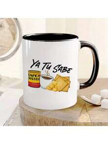 Inspirational Spanish Mexico Printing Coffee Mug With Tea And Biscuit Pattern, 11oz Ceramic Family Mug Water Cup Ideal Birthday/ Anniversary Presents For Women, Men, Friend, Coworker, Family - Hồng - Xem 1