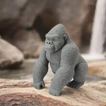 3D gedruckte schwarze Gorilla Statue, sammelbare Tierfigur, kreative Tischdekoration, Plastikhandwerk geeignet für Zuhause, Büro und Wohnzimmer Dekoration, Silberrücken Gorilla Skulptur, Innen-/Außendekoration - Verschiedenfarbig - Übersicht 2