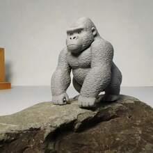 3D gedruckte schwarze Gorilla Statue, sammelbare Tierfigur, kreative Tischdekoration, Plastikhandwerk geeignet für Zuhause, Büro und Wohnzimmer Dekoration, Silberrücken Gorilla Skulptur, Innen-/Außendekoration - Verschiedenfarbig - Übersicht 4