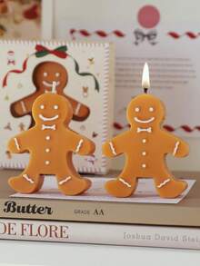 10/5/1 Pieza Vela de Navidad con diseño de hombre de jengibre, vela aromática de cera estilo navideño, decoraciones navideñas, regalos de Navidad
