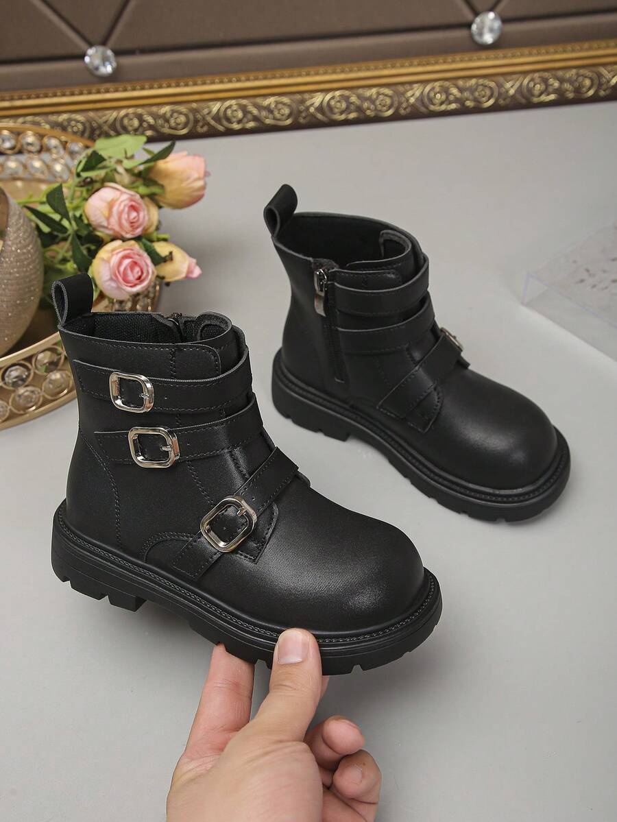 1 par de botas de moda lindas para niños y niñas, botas cálidas para exteriores, botas casuales para niños pequeños, botas para todas las estaciones