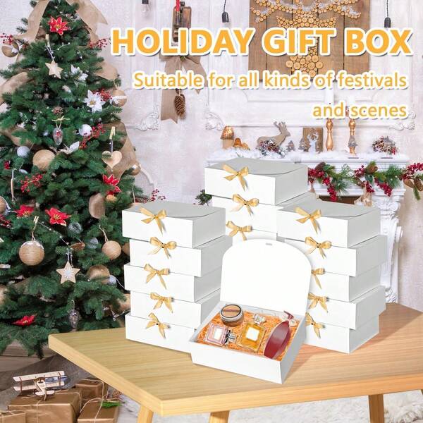 2pcs/5pcs/10pcs Christmas Gift Boxes, Gift Ribbon Boxes, Large/Medium/Small Size Cake Packaging Boxes, Suitable For Baby Shower Favors, Crafts, Bachelorette Party, Wedding, Bridesmaid, Bride, Party Decor, Birthday, Wedding Decor. Gift Boxes For Girls. Paintable And DIY-Able. Multi-Color Gift Packaging Boxes.