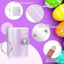 16 件 1 英寸闪光白色迷你相册钥匙扣，简约优雅学生证/卡夹相册 - 無色 - 查看 10