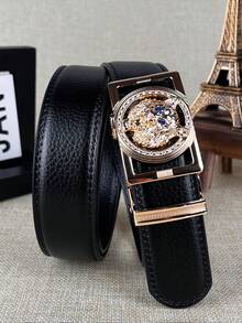 1 pièce Boucle de ceinture automatique avec tête de loup en argent décorée de strass noirs, convient pour les fêtes, l'été, l'automne, Halloween, l'automne/hiver, adapté aux adolescents, aux jeunes hommes, pour un usage casual, extérieur, sportif, en vacances, comme cadeau de remise de diplôme, d'anniversaire, pour un port quotidien