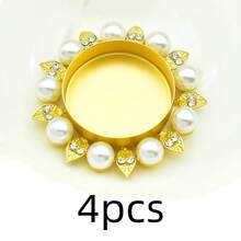 Juego de 6 piezas/paquete 4 piezas/paquete 1 pieza Candelabro decorativo delicado para el hogar, soporte de vela con flor de perla de aleación, para boda