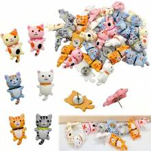 5/10/20/30/50pcs In A Box. Creative Cartoon And Cute Kitten Pattern Pins, Cork Board Push Pins, DIY Handmade Map Pins, Cat-Shaped Push Pins, Animal Creativity, Nail Pins, Plywood Push Pins. Suitable For Photo Walls, Home, School, Office, Stationery, Drawing Pins, Christmas Decorations.