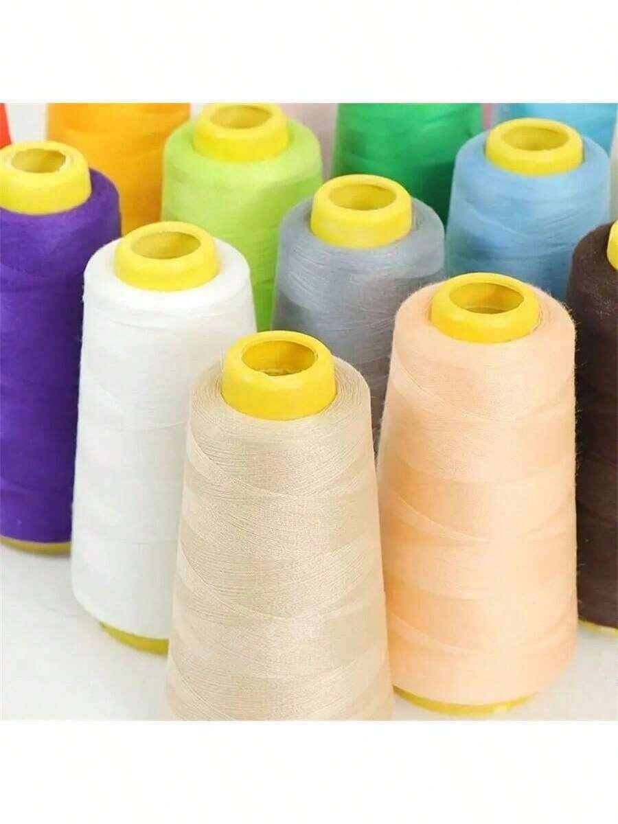 40 种颜色可选，3000 码/卷涤纶缝纫线，锥形设计（红色/橙色/黄色/绿色/青色/蓝色/紫色/黑色/白色），缝纫配件 - 彩色 - 查看 1