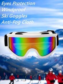 1pc Extra Large Ski Goggles With White/black/silver Plated Coated Reflective Lens, Polycarbonate Explosion-proof Protected Lens, With 4 Breathable Vents And Elastic Band, Outdoor Anti-sand And Windproof Eye Mask, Suitable For Gliding Sports, Motorcycle Riding. It Is Anti-sand And Anti-splash, Can Be Washed, Adjustable Buckle And Silicone Protection, Multi-scenario And Multi-function Four-season Windshield, Mud Splash Protection Goggles With Eyeglass Cloth - Multicolor - View 8
