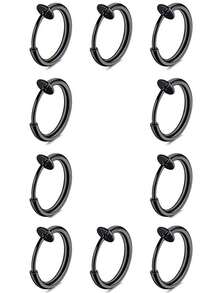 10 Pieces Stainless Steel Retractable Clip On Earrings Non Piercing Fake Hoop Earrings For Women Girls Without Ear Holes Clip Ear Cuffs