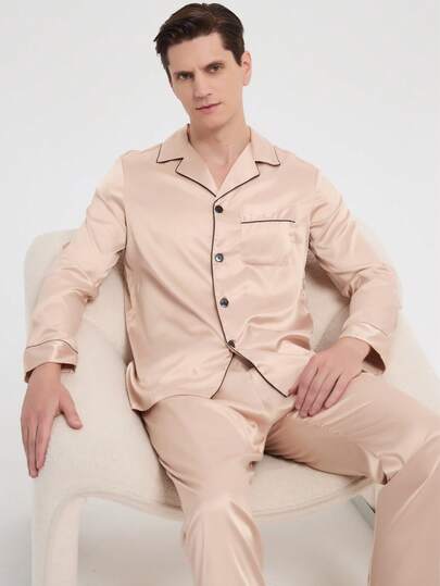 新款男士时尚休闲睡衣套装，秋冬服装