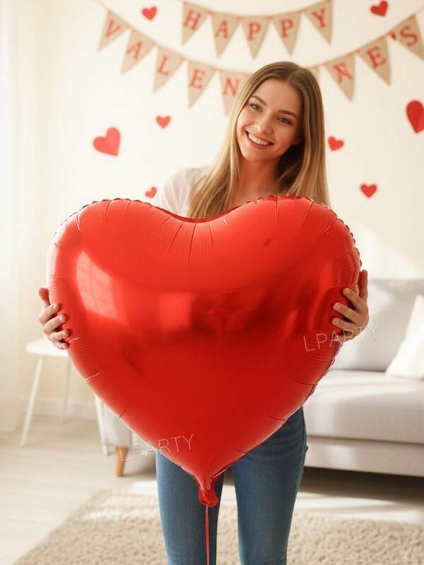 1pc/2pcs 32-Inch Red Heart Shaped Foil Balloons, For Photography, Expressing Love, Proposal, Anniversary, Singles Party, Romantic Decoration