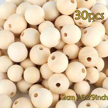 20/35/100 Stücke unfertige runde Holzperlen, Holz Abstandsperlen für Basteleien, Dekorationen und DIY Projekte - Holzfarbe 100St - Übersicht 12