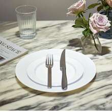 50/25/7/1pc White Solid Color Plates, Food Trays, Fruit Salad Plates, Dinner Plates, Dishwasher Reusable Salad Tableware, Suitable For Wedding Decor, Christmas Decor, Birthday Party, Family Gathering, Outdoor Team Building, School, Restaurant And Kitchen Party Supplies, Household & School Seasonal Gifts