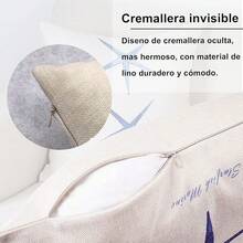 Juego de 4 Cojines Decorativos Sala, Fundas para Cojines de Sala de 45x45cm, Fundas para Cojines con Cierre de Cremallera Oculto, Algodón de Lino, para Cama () - Azul - Ver 10