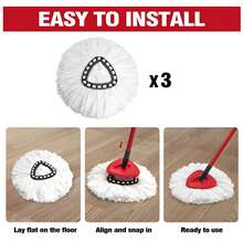 Mop Replace Head 3 Pack For O-Cedar EasyWring 1 Tank System - trắng - Xem 4