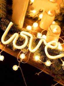 1pc LED Heart & Letter Neon Sign, USB Or Battery Powered, Suitable For Desk, Bedroom, Wall, Wedding Decor, Perfect Birthday Gift, Love Word Neon Sign, LED Warm Color Neon Wall Light, Decorative Love Neon Sign Light For Birthday Party Decor - Yellow - View 6