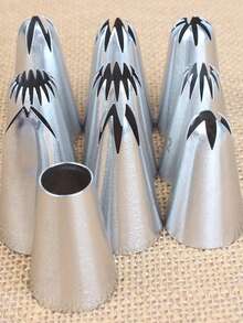 10pcs Medium Piping Tips Set, Stainless Steel Cake Decorating Tips For Cupcakes, Cookies, Pastry, Back To School - Silver - View 7