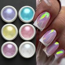12pcs/Set Aurora Nail Powder Purple Pink Blue Chrome Glitter Pigment Dust UV Gel Polish Nail Art Dipping Powder Manicure - 彩色 - 查看 3