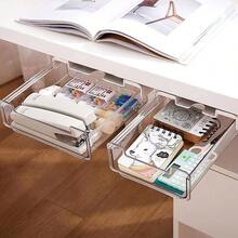 2 Paquetes Deslice El cajn debajo del escritorio 21cmx24cm, Organizador de Cajones Autoadhesivo para Debajo del Escritorio, Cajn Debajo del Escritorio, Cajn Debajo de la Mesa para transparente - Adhesivo or tornillos - Ver 2