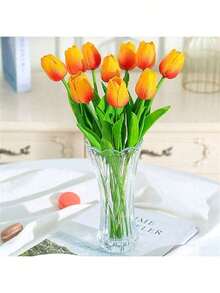 1/5/10/20pcs Romantic Premium Artificial Flowers Centerpieces,Plastic Flowers Real Touch Tulips Silk Bouquet, Artificial Flowers For Wedding Room Home Hotel Party Event New Years Gifts Handheld Flower Arrangement For Valentine's Day Wedding/Home/Bedroom/Living Room/Table Decoration/Bride's Bouquet/Outdoor Garden