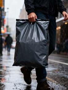 100个/10个装加厚防水纯色礼品袋,简约百搭,适用于学校、办公室、返校季、男士生日、情人节、圣诞节礼物、批量礼品袋、蓝色礼品袋 - 黑色 - 查看 4