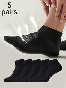1/5/10 Pairs Men's Black, White Low-Cut Breathable Comfortable Thin Ankle Socks, Suitable For Travel/Vacation/Outdoor Activities