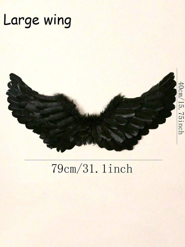 1 件天使翅膀道具，万圣节羽毛派对装饰，适合派对、婚礼、舞台表演、节日装饰、圣诞服装 - 彩色 - 查看 3
