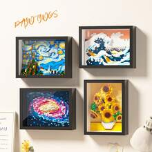 世界名画积木套装，DIY自组装，微粒积木，细节精准，向日葵框架积木，神奈川冲浪里框架积木，星夜框架积木，成人及青少年积木玩具，减压玩具，书桌及家居装饰，办公室装饰，节日、新年、生日创意礼物 - 相框積木 - 查看 3