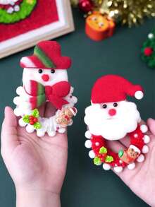 1 Set Christmas Hanging Ornament Craft Kit With Twist Ties & Beaded Chains, Felt Ornament Decorations Of Santa Claus, Christmas Tree, Reindeer, Snowman, Creative DIY Craft For Kids, Children's Gift, Handmade DIY Material Pack, Christmas Decoration Keychain Craft For Kindergarten