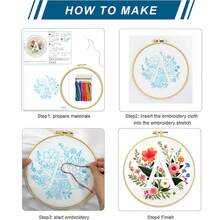 26 Alphabet Floral Cross Stitch Kit - DIY Materials (Including Embroidery Frame, Needles, Threads, Printed Fabric) With Instructions, 11CT Grid 29*29cm Decorative Painting, Home Gift, Beginner Embroidery - Multicolor - View 8