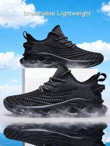 2025春夏新款超轻透气情侣运动鞋，户外休闲运动鞋，跑步鞋，舒适徒步鞋，MD+Tweed复合鞋底，防滑，柔软舒适，随机不对称图案，非常适合搭配休闲牛仔裤和运动装。 - 黑色 - 查看 8