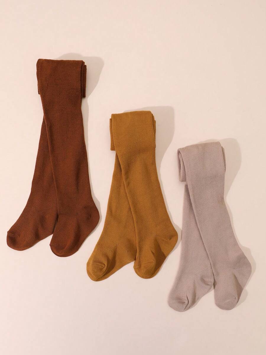 Bộ 3 quần legging trơn màu cho bé gái, thích hợp mặc hàng ngày