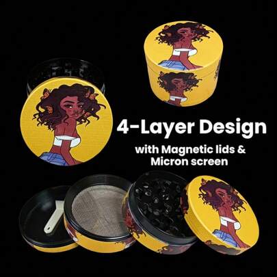 2 Inch Girl Herb Grinder Pestle Mortar Spice Mill Crusher Salt Vanilla Bud Tobacco Portable 4 Sections Manual Zinc Alloy Tobacco Raw Grass Grinder Cigarette Smoking Accessories Gift