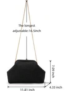 Beach Clutch,Woven Clutch Purses,Cloud Dumpling Pouch Purse,Crossbody Bags,Hollow Evening Bag Women - 粉色 - 查看 8