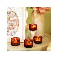 4/5/10/15 Candle Holders Set, 5.5cmX3.5cm Small Glass Tea Light Votive Candle Holders (Candles Not Included), Very Suitable For Wedding Table Center Decorations And Halloween, Christmas Holiday Parties, Birthday Parties, Home Decoration, Room Decoration, Etc.