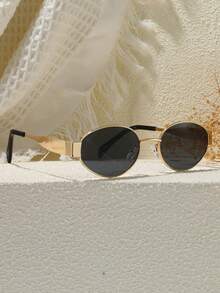 1pc/2pcs Fashion Metal Glasses Sets, Solid Color Pattern, Retro Style, Oval Frame, Suitable For Daily Use, Driving, Beach, Hiking, Party, Photography, Festivals, Great Gift, Fits Various Face Shapes, High Quality Glasses