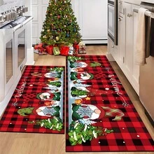 Felpudo con tema navideño, de poliéster, alfombra decorativa para el piso adecuada para la entrada del hogar, sala de estar, dormitorio y cocina