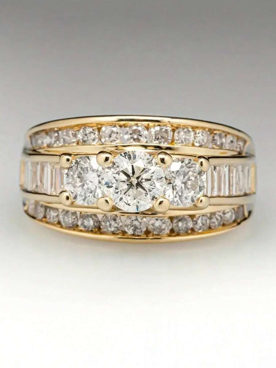 1pc Fashionable Cubic Zirconia Ring, Gift For Women, Wedding Party Jewelry