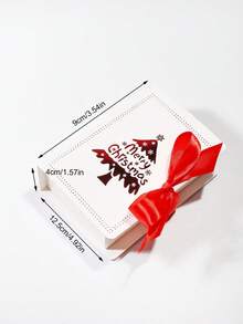 5pcs Christmas Tree Gift Box With Ribbon, Book Style Favor Box For Holiday Candy, Cookies, Chocolates, Elegant Merry Christmas Packaging, Design, Perfect For Xmas Party, Wedding, Family Celebration, Gift Wrapping - 12.7X9X4cm - View 14