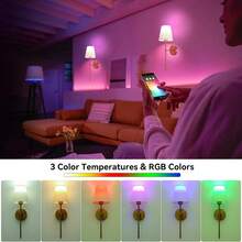 2 luminárias de parede recarregáveis, lâmpadas removíveis e com controle remoto, cores RGB ajustáveis e 3 temperaturas de cor, luzes de parede sem fio para sala de estar, quarto, cabeceira, escadas, iluminação interna