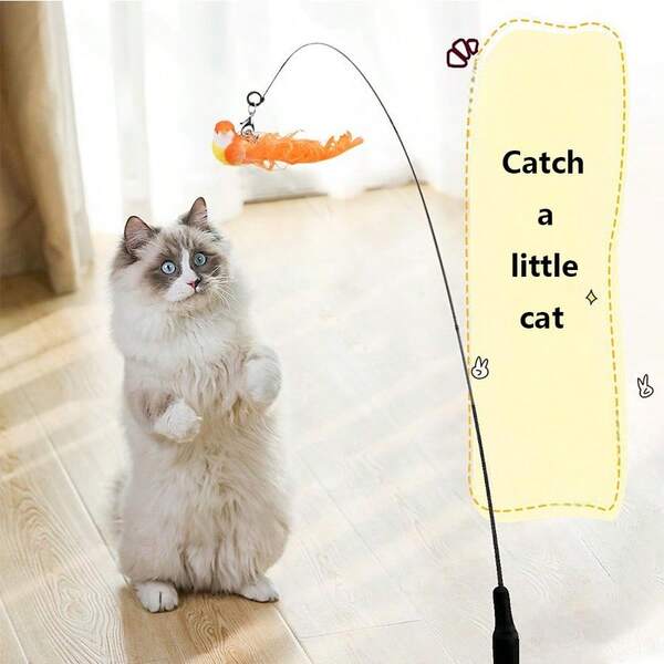 Set de 2 varitas de juguete para gatos con ventosa, juguete para gatos autosuficiente con cable de acero desmontable