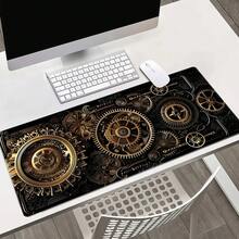 1pc Vintage Steampunk Gear Silicone Mouse Pad, Expanded Keyboard Desk Mat, High Definition Printing, Minimalist Style, Black Surface, Office & Gaming Accessory