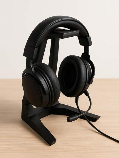 Suporte Para Fone Ouvido Headset Gamer De Mesa Moderno Preto